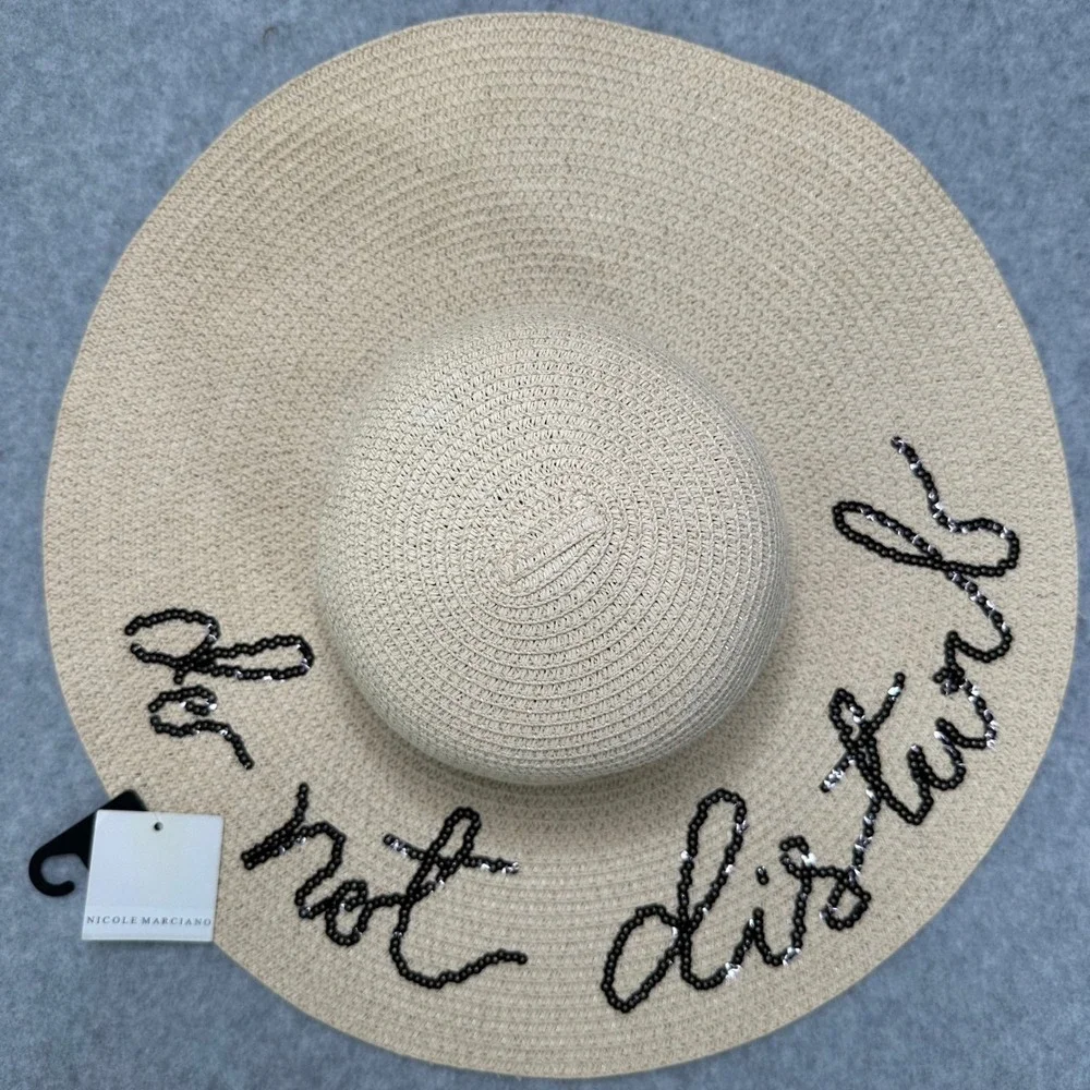 Nicole Marciano Women's Straw Hat Beach Pool Summer Do Not Disturb New